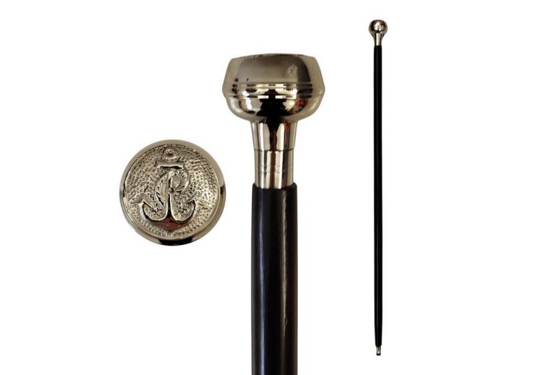 FTWdesign Frackstock Anker Spazierstock aus Holz mit silbernem Griff aus Metall von FTWdesign