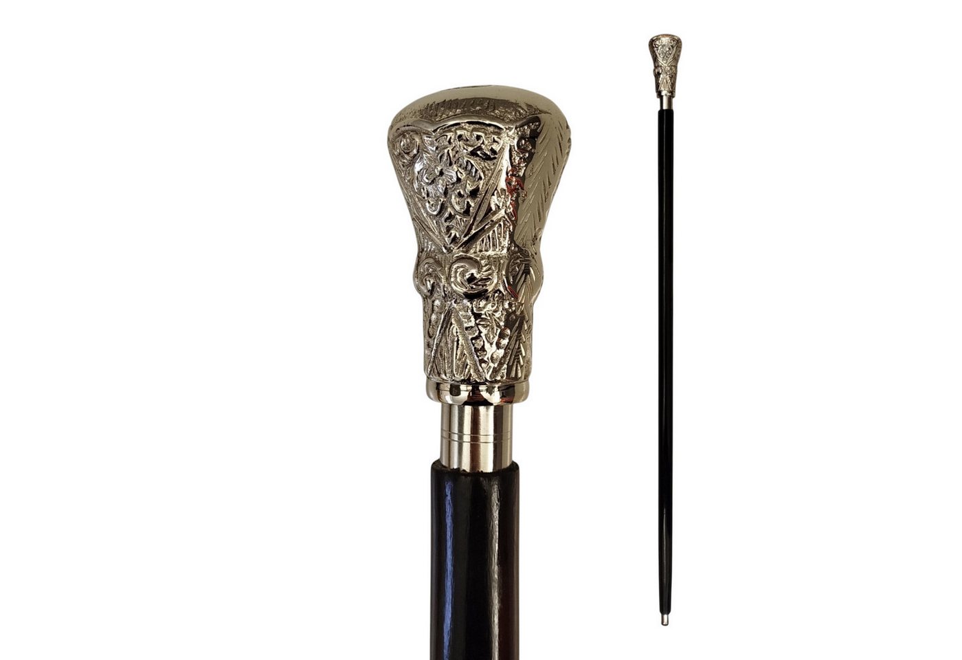 FTWdesign Frackstock Artdeco-Stil Spazierstock aus Holz mit silbernem Griff aus Metall von FTWdesign