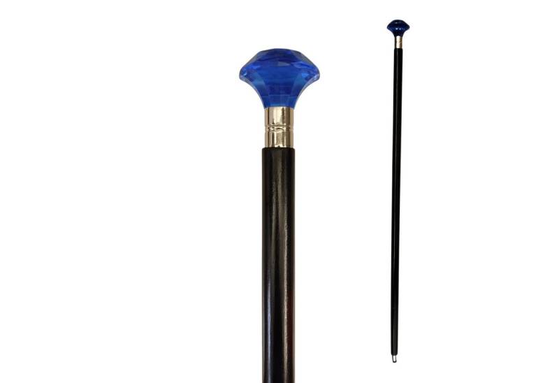 FTWdesign Frackstock Blauer Kristall Spazierstock aus Holz mit Griff Kunststoff von FTWdesign