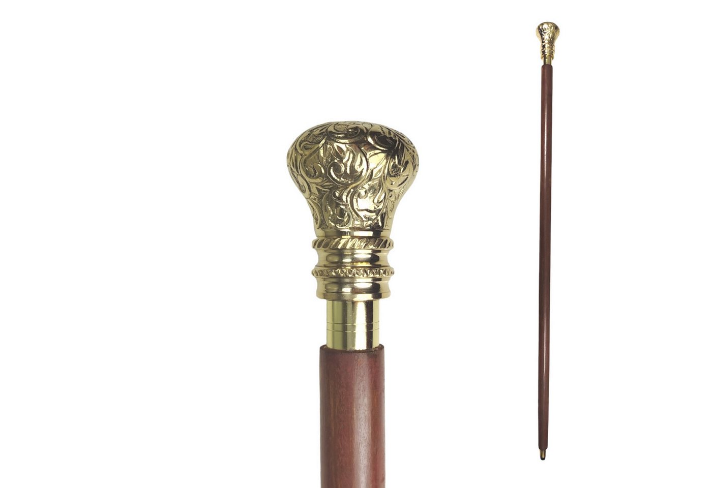 FTWdesign Frackstock Edler Spazierstock Gehstock aus Holz mit graviertem goldenen Griff von FTWdesign