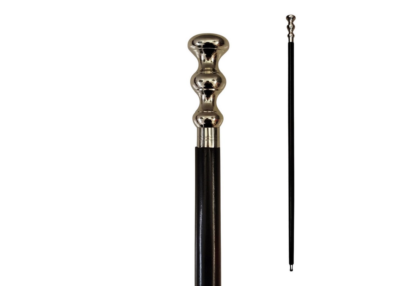 FTWdesign Frackstock Facetten Spazierstock aus Holz mit silbernem Griff aus Metall von FTWdesign