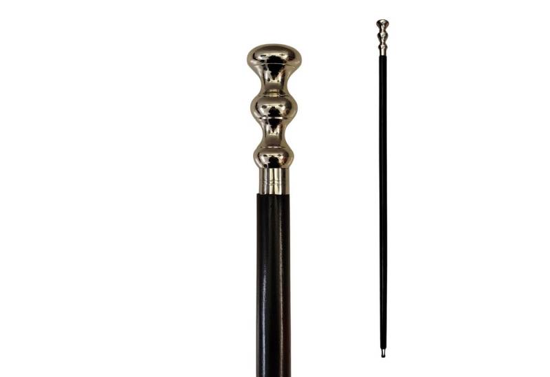 FTWdesign Frackstock Facetten Spazierstock aus Holz mit silbernem Griff aus Metall von FTWdesign