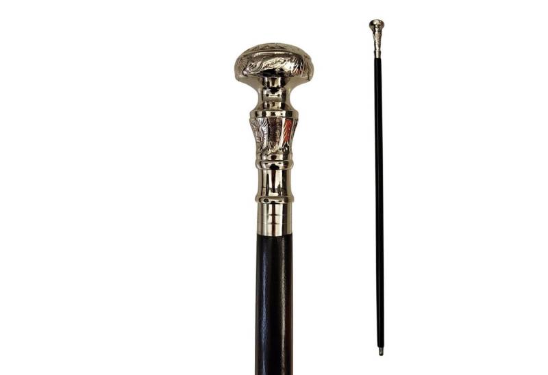 FTWdesign Frackstock Floraler Spazierstock aus Holz mit silbernem Griff aus Metall von FTWdesign