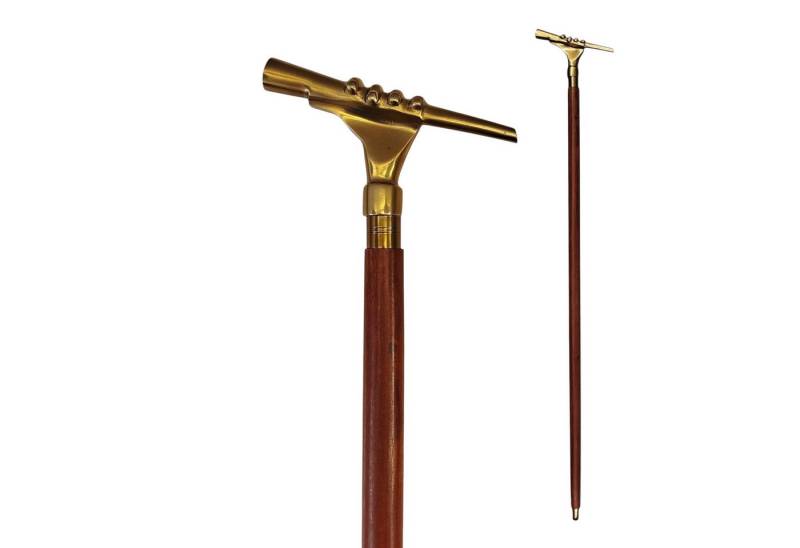 FTWdesign Frackstock Hand mit Fernrohr Spazierstock aus Holz mit goldenem Griff aus Metall von FTWdesign
