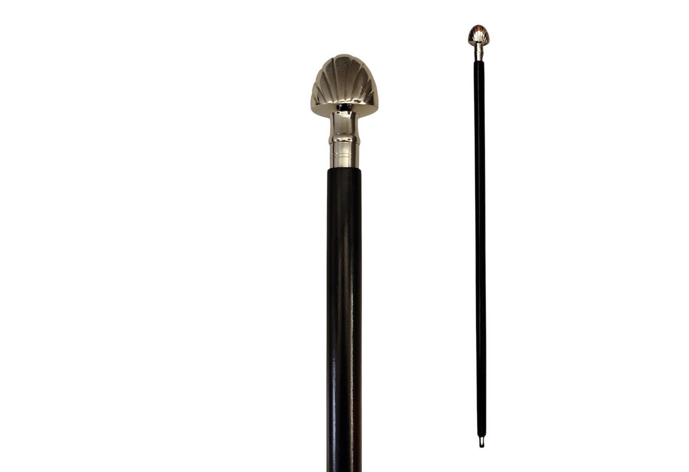 FTWdesign Frackstock Muschel Spazierstock aus Holz mit silbernem Griff aus Metall von FTWdesign