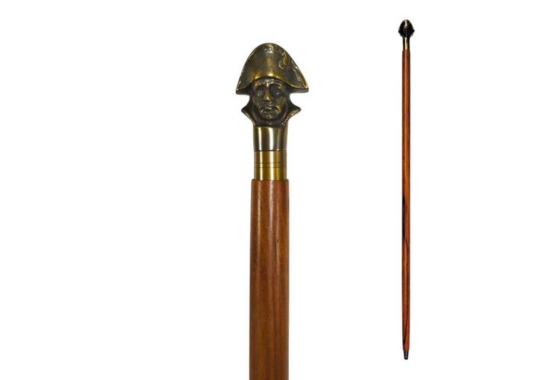 FTWdesign Frackstock Napoleon Bonaparte Spazierstock aus Holz mit goldenem Griff aus Metall von FTWdesign