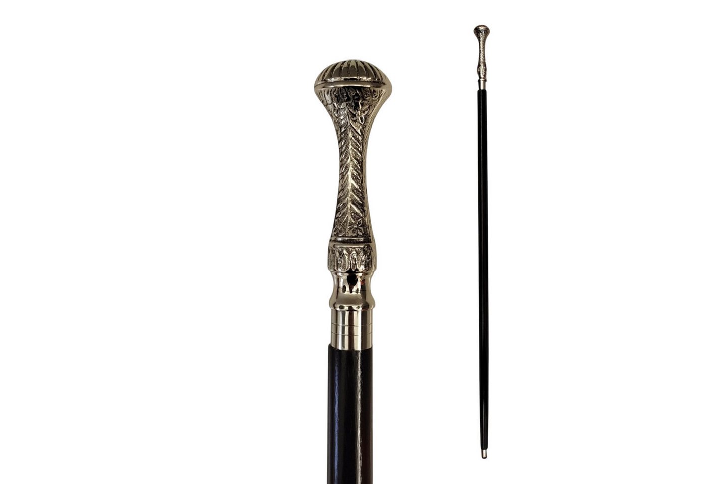 FTWdesign Frackstock Ornament-Kelch Spazierstock aus Holz mit silbernem Griff aus Metall von FTWdesign