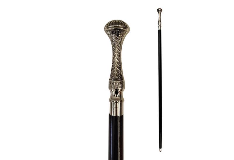 FTWdesign Frackstock Ornament-Kelch Spazierstock aus Holz mit silbernem Griff aus Metall von FTWdesign