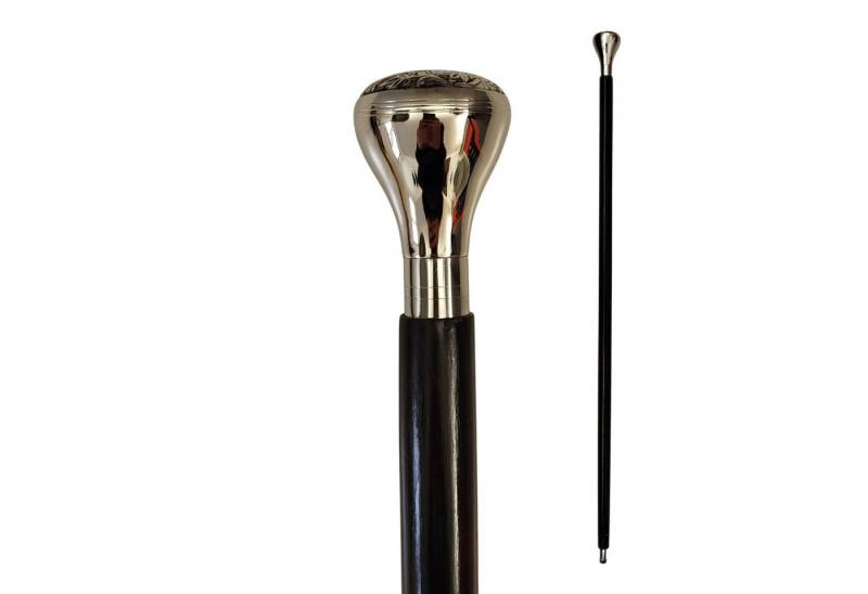 FTWdesign Frackstock Ornament Rundknauf Spazierstock aus Holz mit silbernem Griff Metall von FTWdesign