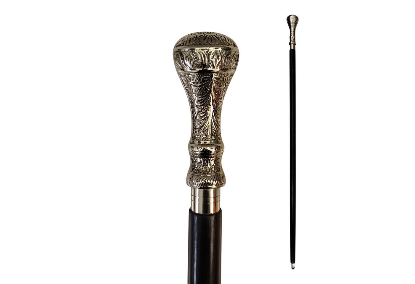 FTWdesign Frackstock Rankenknauf Spazierstock aus Holz mit silbernem Griff aus Metall von FTWdesign