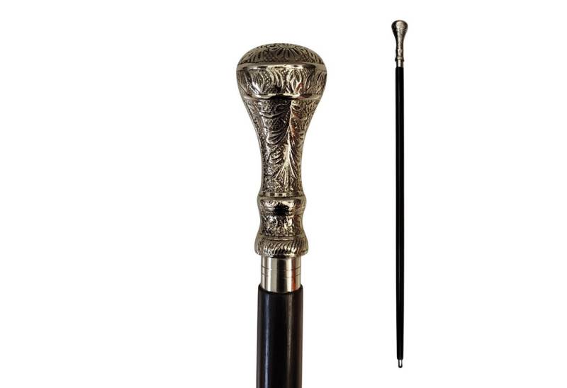 FTWdesign Frackstock Rankenknauf Spazierstock aus Holz mit silbernem Griff aus Metall von FTWdesign