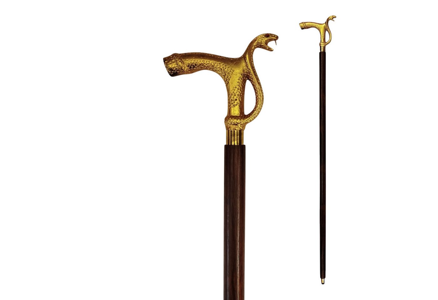 FTWdesign Frackstock Schlange Spazierstock aus Holz mit goldenem Griff aus Metall von FTWdesign