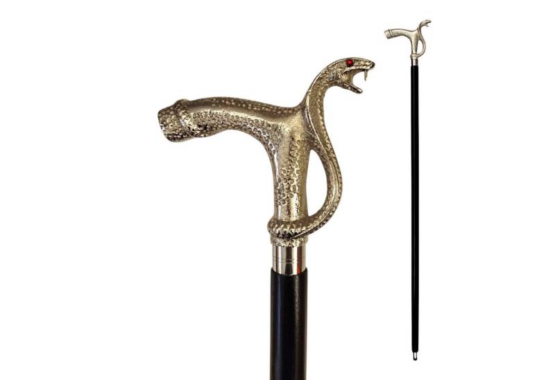 FTWdesign Frackstock Schlange Spazierstock aus Holz mit silbernem Griff aus Metall von FTWdesign