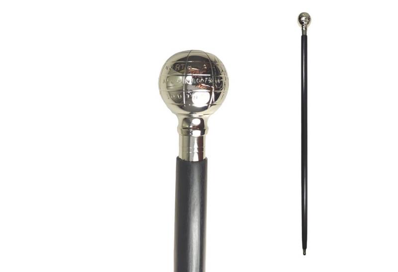 FTWdesign Frackstock Weltkugel Spazierstock aus Holz mit graviertem Griff aus Metall von FTWdesign
