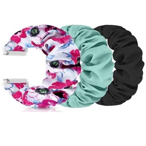 FTYQUEE Scrunchies-Uhrenarmbänder, kompatibel mit 16 mm, 18 mm, 19 mm, 20 mm, 22 mm, Schnellverschluss-Ersatzarmband, dehnbare Armbänder, Stoffbänder für Männer und Frauen (18 mm, groß) von FTYQUEE