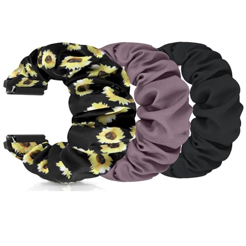 FTYQUEE Scrunchies-Uhrenarmbänder, kompatibel mit 16 mm, 18 mm, 19 mm, 20 mm, 22 mm, Schnellverschluss-Ersatzarmband, dehnbare Armbänder, Stoffbänder für Männer und Frauen (18 mm, groß) von FTYQUEE