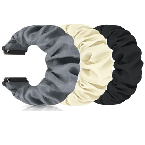 FTYQUEE Scrunchies-Uhrenarmbänder, kompatibel mit 16 mm, 18 mm, 19 mm, 20 mm, 22 mm, Schnellverschluss-Ersatzarmband, dehnbare Bänder für Männer und Frauen (16 mm, groß) von FTYQUEE
