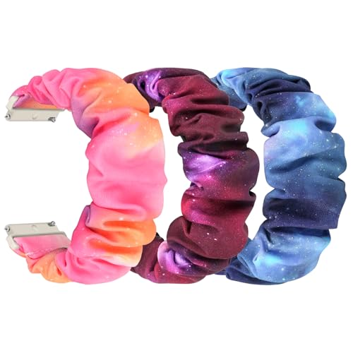 FTYQUEE Scrunchies-Uhrenarmbänder, kompatibel mit 16 mm, 18 mm, 19 mm, 20 mm, 22 mm, Schnellverschluss-Ersatzarmband, dehnbare Bänder für Männer und Frauen (19 mm, groß) von FTYQUEE