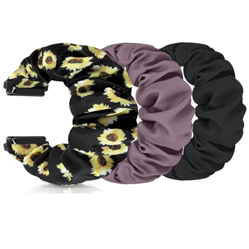 FTYQUEE Scrunchies-Uhrenarmbänder, kompatibel mit 16 mm, 18 mm, 19 mm, 20 mm, 22 mm, Schnellverschluss-Ersatzarmband, dehnbare Bänder für Männer und Frauen (22 mm, klein) von FTYQUEE