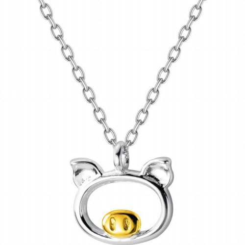FUBUKIOF S925 Silber Halskette Einfache und Nette Schwein Tier Short Collar Kette, S925 Silber Halskette von FUBUKIOF