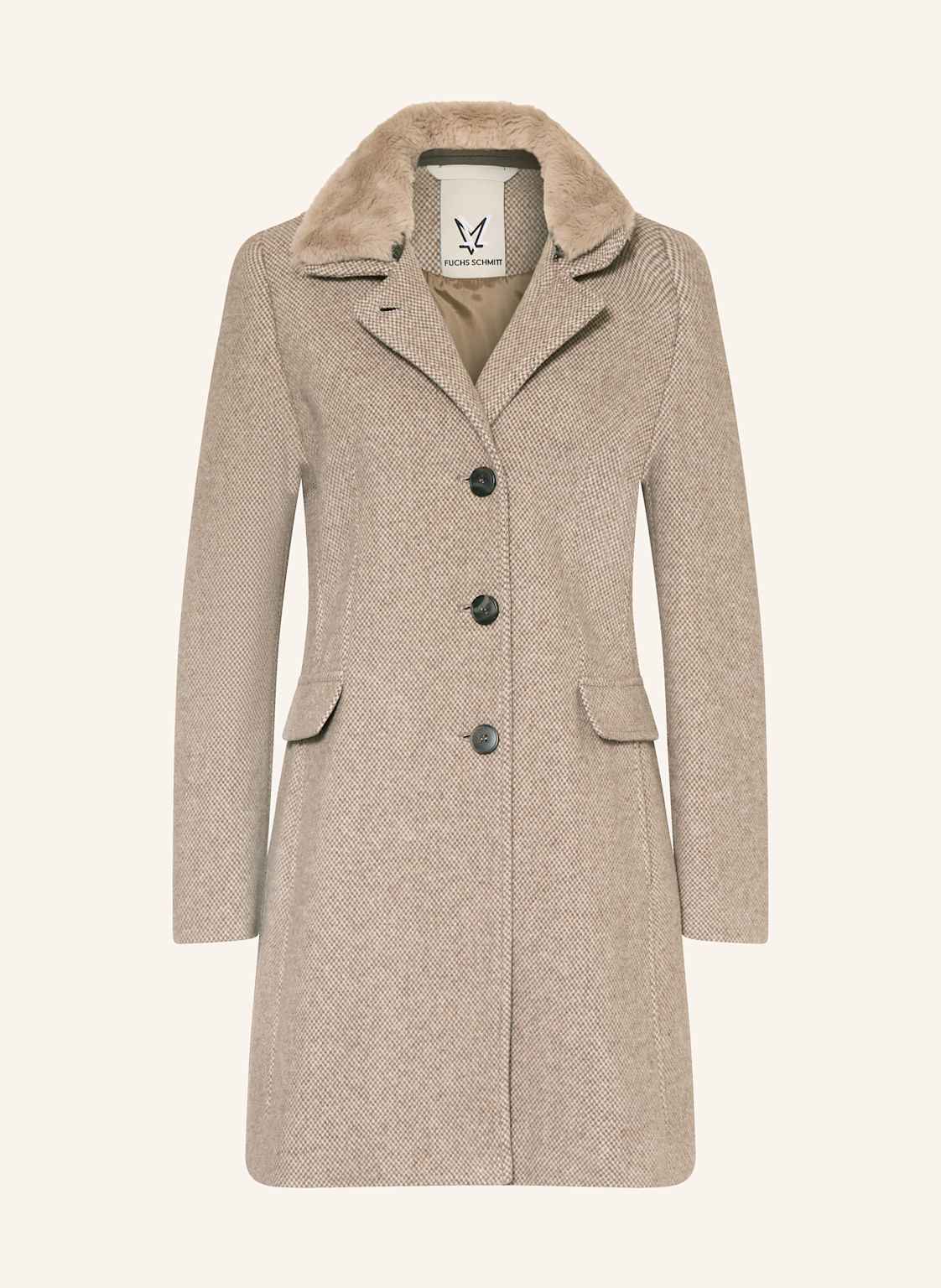 Fuchs Schmitt Wollmantel Mit Abnehmbarem Kunstfell beige von FUCHS SCHMITT
