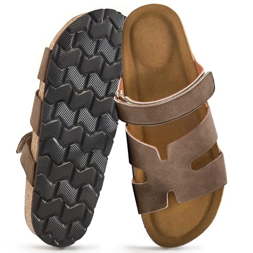 FUDYNMALC Damen-Sandalen mit Kork-Fußbett: Sommer, Strand, flache Schuhe, verstellbar, bequem, elegant, Braun, 35 EU von FUDYNMALC