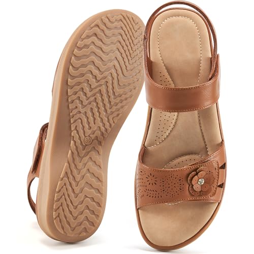 FUDYNMALC Elegante Damensandalen für den Sommer: bequeme Slip-On-Wanderschuhe 2025, orthopädische Schuhe zum Wandern, Strand, Hochzeit, Braun, 37.5 EU von FUDYNMALC