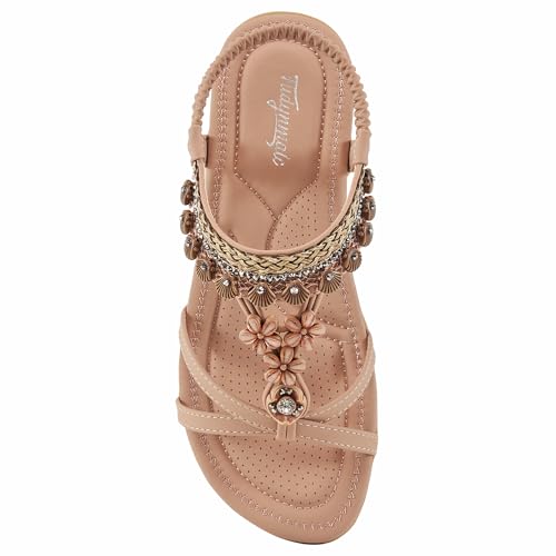 FUDYNMALC Flache Damensandalen: lässiger Sommer, elegante flache Gladiatoren, bequeme Wanderschuhe, Dunkelrosa, 36 EU von FUDYNMALC