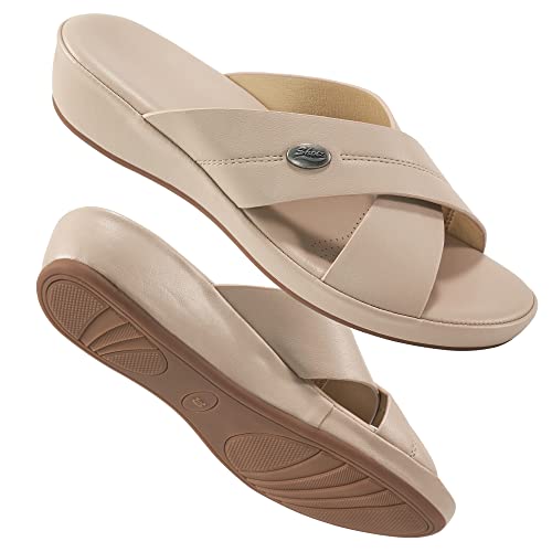 FUDYNMALC Sandalen mit Keilabsatz für Damen: bequeme, elegante Keilsandalen mit Reißverschluss, Sommer, Gladiator-Sandalen, offene Zehenpartie, aprikose, 41.5 EU von FUDYNMALC