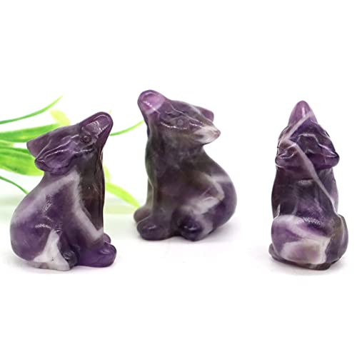 FUERLI 1,2" Wolf Statue natürliche Schnitzerei Tierfigur Sammlung Handwerk Kristall Reiki Skulptur Dekor Geschenke HOMEZHOU (Color : Amethyst, Size : 20pcs) von FUERLI