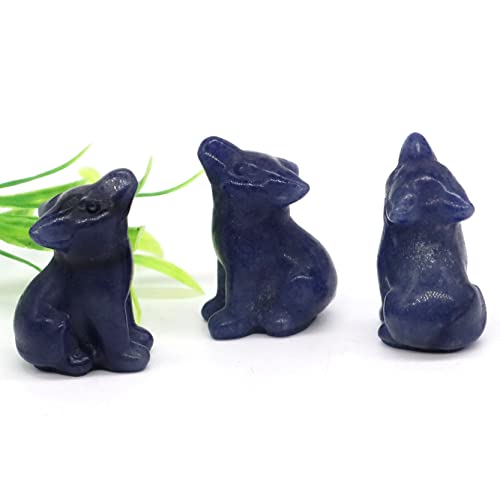 FUERLI 1,2" Wolf Statue natürliche Schnitzerei Tierfigur Sammlung Handwerk Kristall Reiki Skulptur Dekor Geschenke HOMEZHOU (Color : Blue urine, Size : Taglia unica) von FUERLI