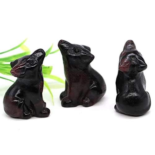 FUERLI 1,2" Wolf Statue natürliche Schnitzerei Tierfigur Sammlung Handwerk Kristall Reiki Skulptur Dekor Geschenke HOMEZHOU (Color : Garnet, Size : 20pcs) von FUERLI