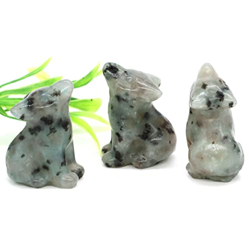 FUERLI 1,2" Wolf Statue natürliche Schnitzerei Tierfigur Sammlung Handwerk Kristall Reiki Skulptur Dekor Geschenke HOMEZHOU (Color : Lotus Jasper, Size : 20pcs) von FUERLI