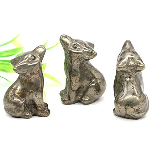 FUERLI 1,2" Wolf Statue natürliche Schnitzerei Tierfigur Sammlung Handwerk Kristall Reiki Skulptur Dekor Geschenke HOMEZHOU (Color : Pyrite, Size : 20pcs) von FUERLI