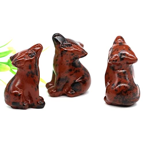 FUERLI 1,2" Wolf Statue natürliche Schnitzerei Tierfigur Sammlung Handwerk Kristall Reiki Skulptur Dekor Geschenke HOMEZHOU (Color : Red Mahogany, Size : 20pcs) von FUERLI