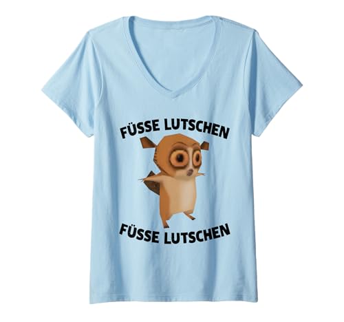 Damen FÜSSE LUTSCHEN - FÜSSE LUTSCHEN X Lemur Meme Lustiges T-Shirt mit V-Ausschnitt von FÜSSE LUTSCHEN. FÜSSE LUTSCHEN X Lustiges Mausmaki