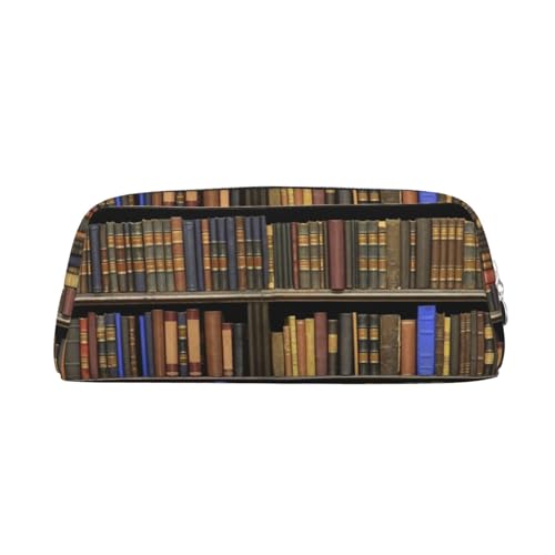 FUFIZU Bibliothek Bücherregal Druck Bleistift Tasche, PVC Unisex Bleistift Fall Kosmetiktasche Kleine Schmuck Aufbewahrungstasche, silber, Einheitsgröße, Kindergepäck von FUFIZU