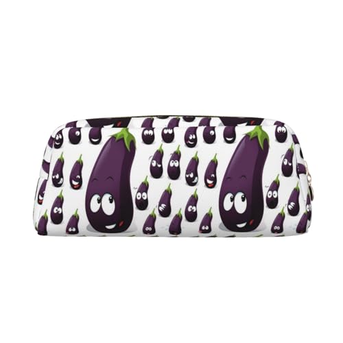 FUFIZU Cartoon Aubergine Print Bleistift Tasche, PVC Unisex Bleistift Fall Kosmetiktasche Kleine Schmuck Aufbewahrungstasche, gold, Einheitsgröße, Kindergepäck von FUFIZU