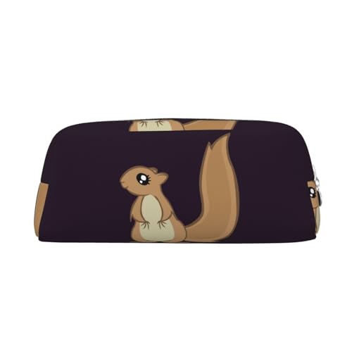 FUFIZU Cartoon Eichhörnchen Druck Bleistift Tasche, PVC Unisex Bleistift Fall Kosmetiktasche Kleine Schmuck Aufbewahrungstasche, silber, Einheitsgröße, Kindergepäck von FUFIZU