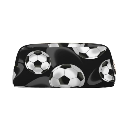 FUFIZU Federmäppchen mit Fußball-Motiv, schwarz, PVC, Unisex, Kosmetiktasche, kleine Schmuckaufbewahrungstasche, gold, Einheitsgröße, Kindergepäck von FUFIZU