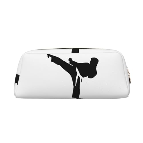 FUFIZU Federmäppchen mit Karate-Highkick-Icon-Druck, PVC, Unisex, Kosmetiktasche, kleine Schmuck-Aufbewahrungstasche, gold, Einheitsgröße, Kindergepäck von FUFIZU