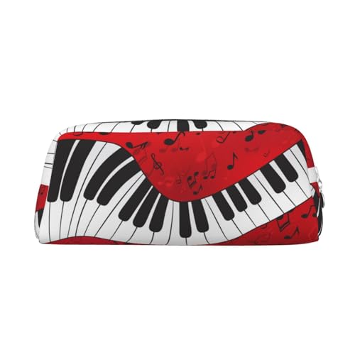 FUFIZU Federmäppchen mit Musiknoten-Klavierdruck, PVC, Unisex, Kosmetiktasche, kleine Schmuckaufbewahrungstasche, silber, Einheitsgröße, Kindergepäck von FUFIZU