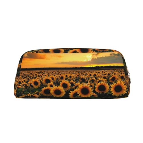 FUFIZU Federmäppchen mit Sonnenblumen-Motiv, PVC, Unisex, Kosmetiktasche, kleine Schmuckaufbewahrungstasche, gold, Einheitsgröße, Kindergepäck von FUFIZU