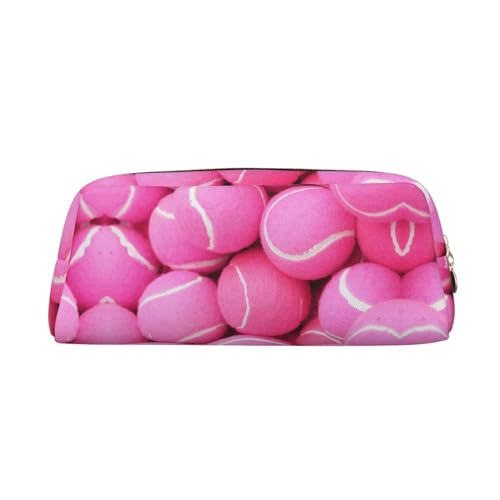 FUFIZU Federmäppchen mit Tennisbällen in leuchtendem Rosa, PVC, Unisex, Kosmetiktasche, kleine Schmuckaufbewahrungstasche, gold, Einheitsgröße, Kindergepäck von FUFIZU