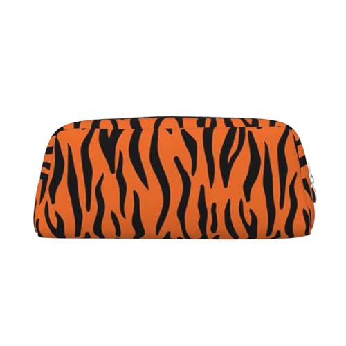 FUFIZU Federmäppchen mit Tigerstreifen, orangefarbenes Muster, PVC, Unisex, Kosmetiktasche, kleine Schmuckaufbewahrungstasche, silber, Einheitsgröße, Kindergepäck von FUFIZU