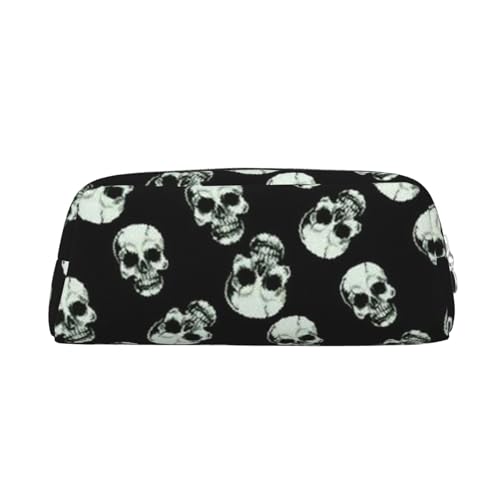 FUFIZU Federmäppchen mit Totenkopf-Motiv, PVC, Unisex, Kosmetiktasche, kleine Schmuckaufbewahrungstasche, Schwarz, silber, Einheitsgröße, Kindergepäck von FUFIZU