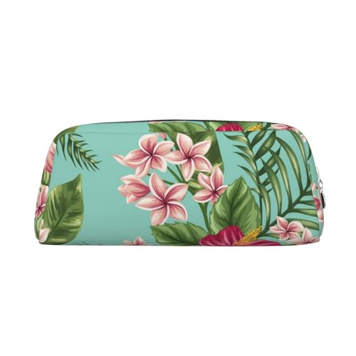 FUFIZU Federmäppchen mit hawaiianischen tropischen Blättern und Blumen, PVC, Unisex, Kosmetiktasche, kleine Schmuck-Aufbewahrungstasche, silber, Einheitsgröße, Kindergepäck von FUFIZU