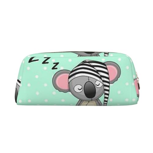 FUFIZU Federmäppchen mit schlafendem Koala-Kappen-Druck, PVC, Unisex, Kosmetiktasche, kleine Schmuck-Aufbewahrungstasche, gold, Einheitsgröße, Kindergepäck von FUFIZU