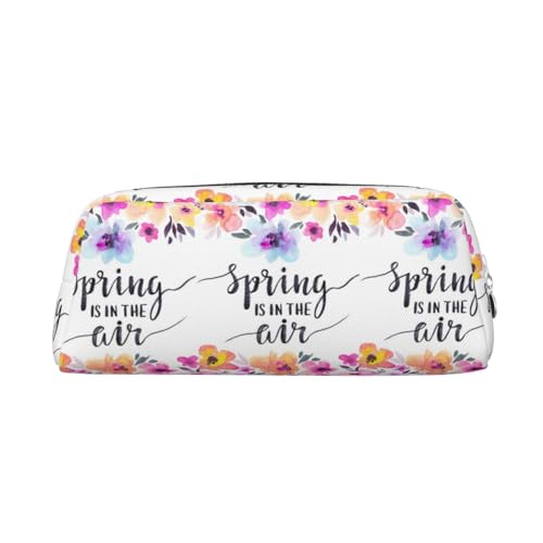 FUFIZU Federmappe mit Aufdruck "Spring is in the Air", PVC, Unisex, Kosmetiktasche, kleine Schmuck-Aufbewahrungstasche, silber, Einheitsgröße, Kindergepäck von FUFIZU