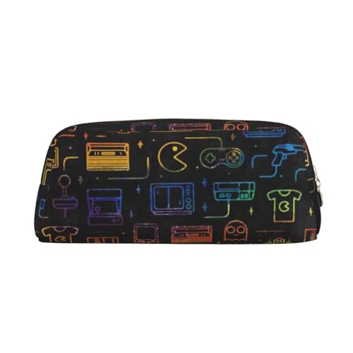 FUFIZU Game Video Gaming Muster Druck Bleistift Tasche, PVC Unisex Federmäppchen Kosmetiktasche Kleine Schmuck Aufbewahrungstasche, gold, Einheitsgröße, Kindergepäck von FUFIZU